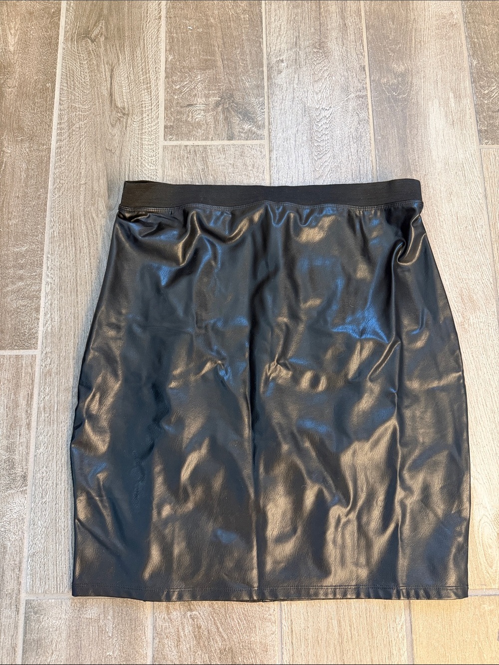Black Faux Leather Pencil Skirt